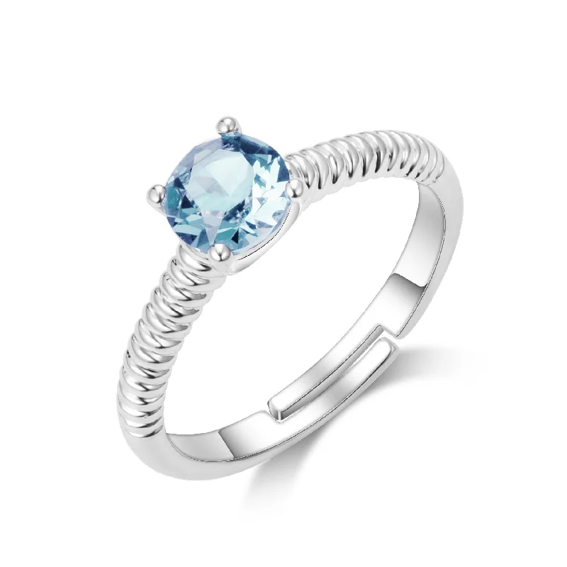 Fox design rings-Light Blue Adjustable Crystal Ring Created with Zircondia® Crystals