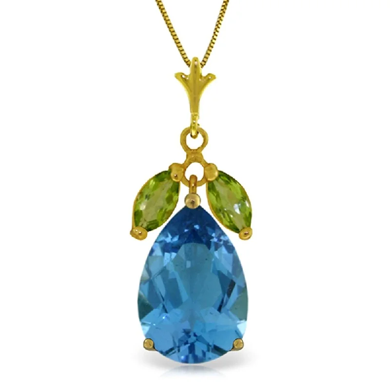 High gloss necklaces-6.5 Carat 14K Gold June Morning Blue Topaz Peridot Necklace