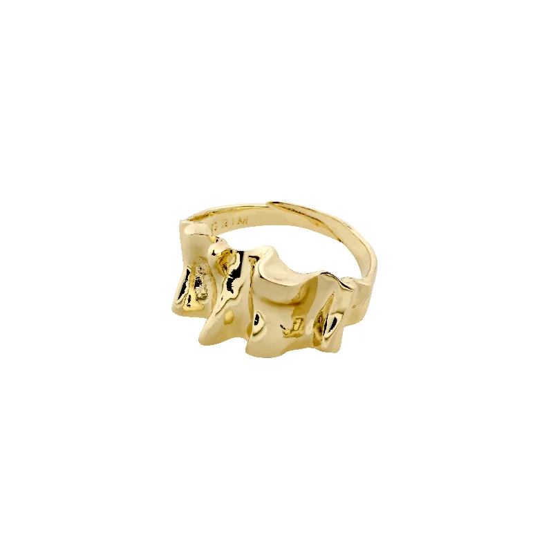 Lapis gem rings-WILLPOWER sculptural ring gold-plated