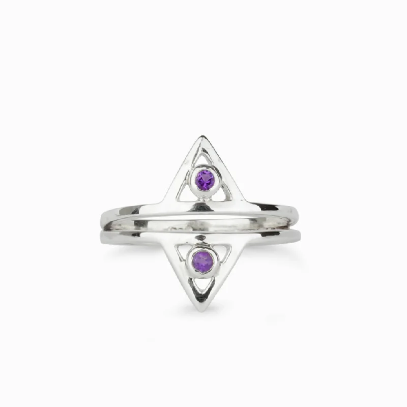 Vivid druzy rings-Amethyst Ring