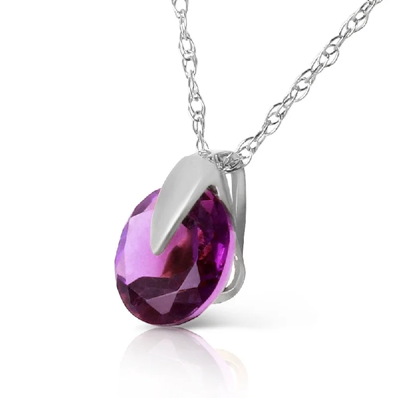 Thai style necklaces-0.75 Carat 14K Solid White Gold Leading Beauty Amethyst Necklace