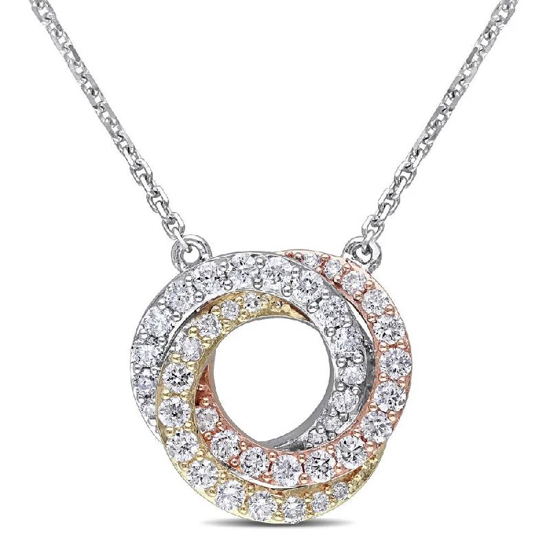 Emerald drop necklaces-Miadora Signature Collection 14k Tri-color White Yellow and Rose Gold 1/2ct TDW Diamond Swirl Necklace (G-H, SI1-SI2)