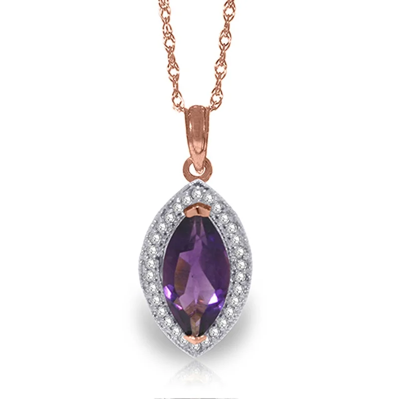 Leaf design necklaces-1.8 Carat 14K Solid Gold Hayworth Amethyst Diamond Gemstone Necklace