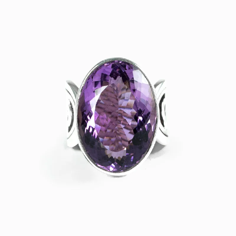 Wide band rings-Amethyst Ring