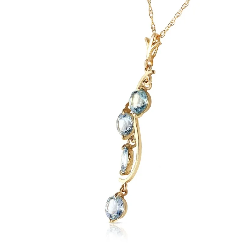 Polished bead necklaces-2.25 CTW 14K Solid Gold Loving Aquamarine Necklace