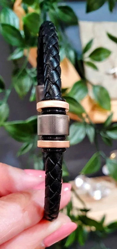 Unique & Co Leather Bracelets with a Gunmetal Charm