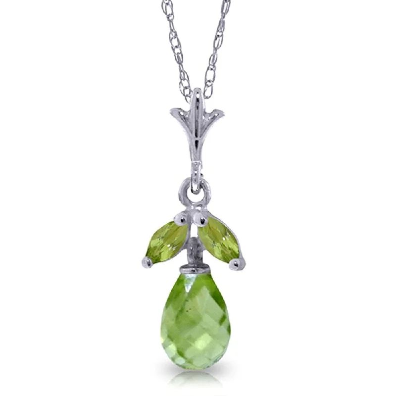 Elegant design necklaces-1.7 Carat 14K White Gold That's Emotion Peridot Necklace