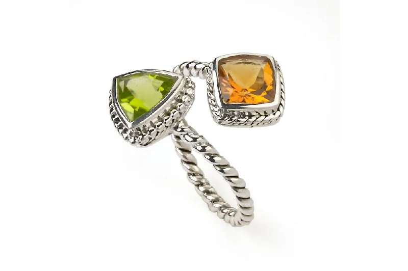 Tiny stack rings-Una Una Ring- Peridot/ Citrine