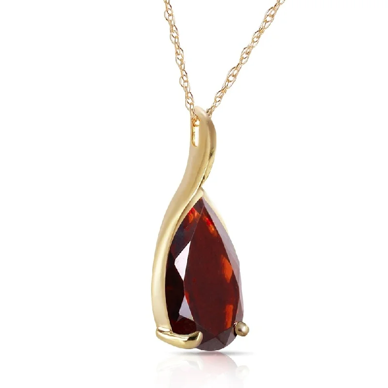 Dainty gem necklaces-4.7 Carat 14K Solid Gold Necklace Pear Shape Natural Garnet