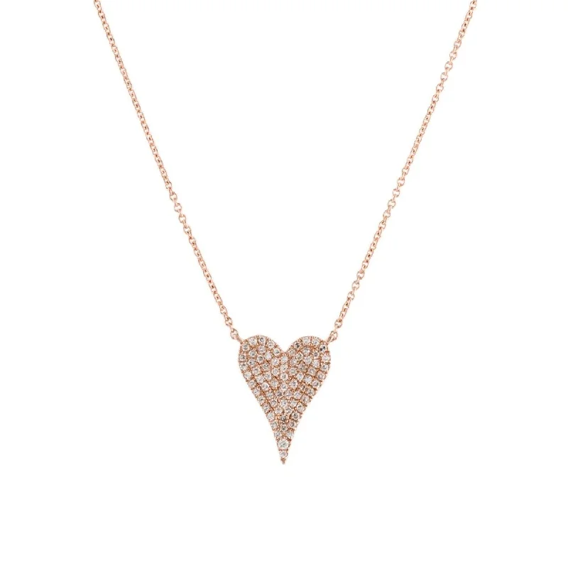 Sleek drop necklaces-Joelle Diamond Pave Heart Necklace 1/5 ct TDW 14K Rose Gold -