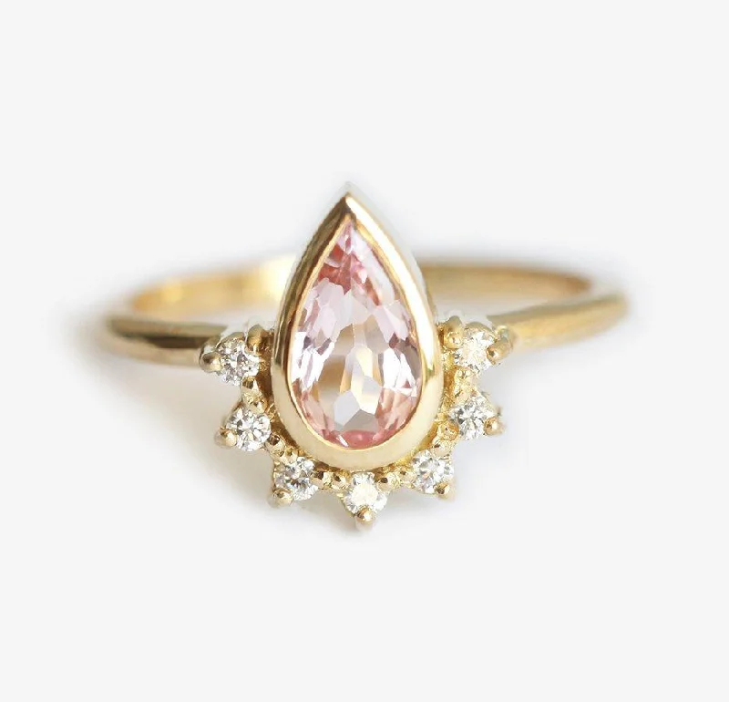 Asymmetrical engagement rings-Jannat Pear Sapphire Diamond Ring