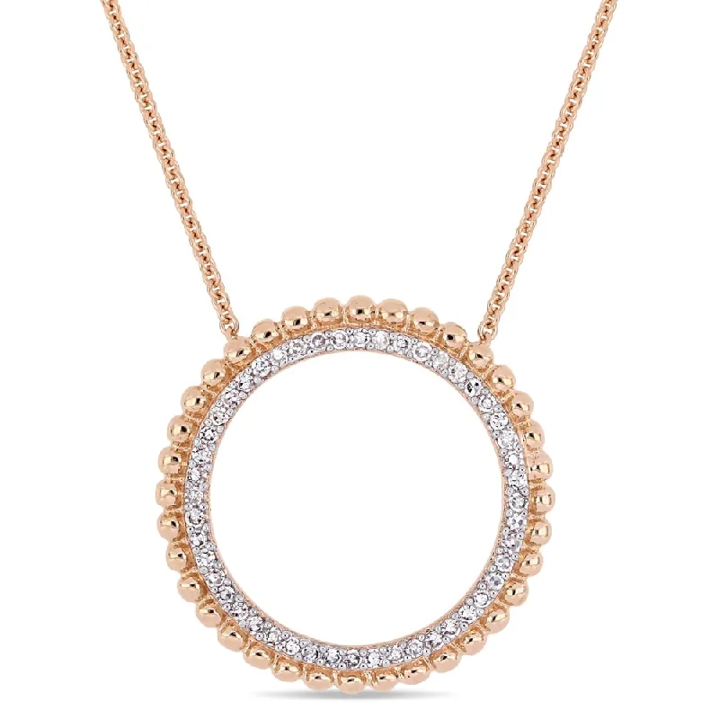 Linen cord necklaces-Miadora Signature Collection 14k Rose Gold 1/4ct TDW Diamond Open Ring Halo Necklace