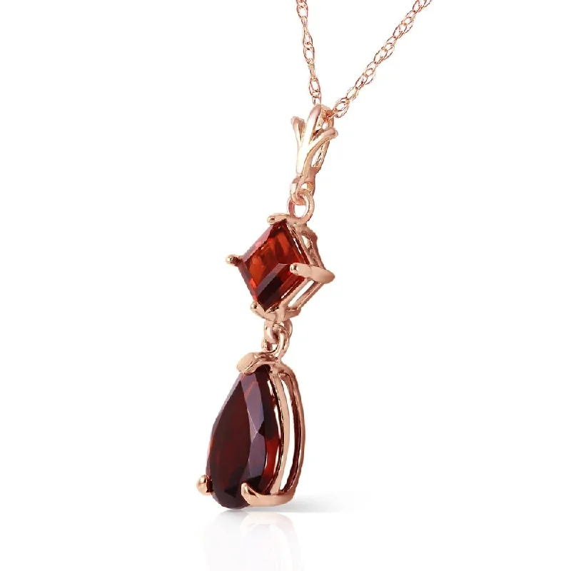 Light wood necklaces-2 CTW 14K Solid Rose Gold Laughter Garnet Necklace