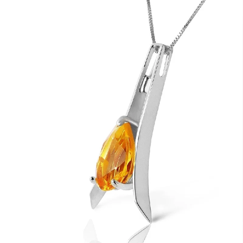 Surf wave necklaces-1.5 Carat 14K Solid White Gold Go Gentle Citrine Necklace