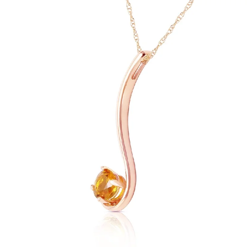 14K Solid Rose Gold Necklace with Natural Citrine