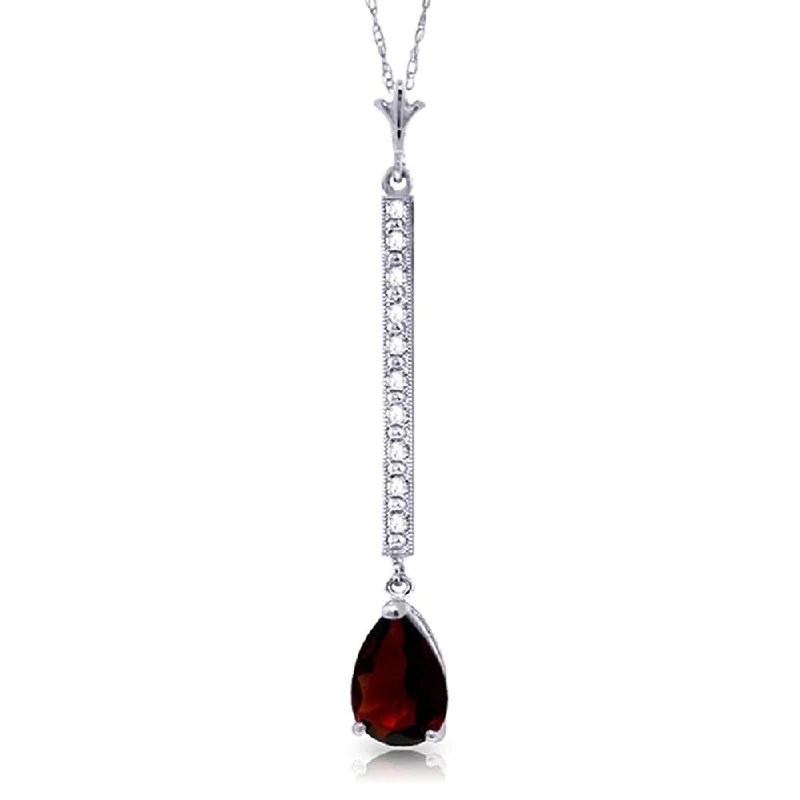 Drape-style necklaces-1.8 Carat 14K White Gold Necklace Diamond Garnet