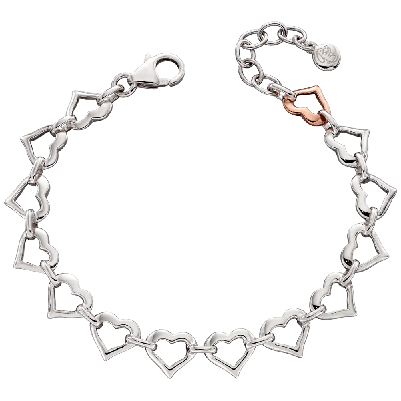 Little Star Sterling Silver Kosma Open Heart Bracelet with 9ct Gold Vermeil Heart