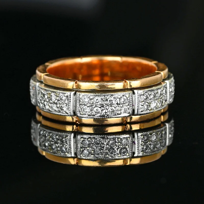 Satin silver rings-Exquisite .65 Carat Diamond 18K Gold Spinner Ring Band