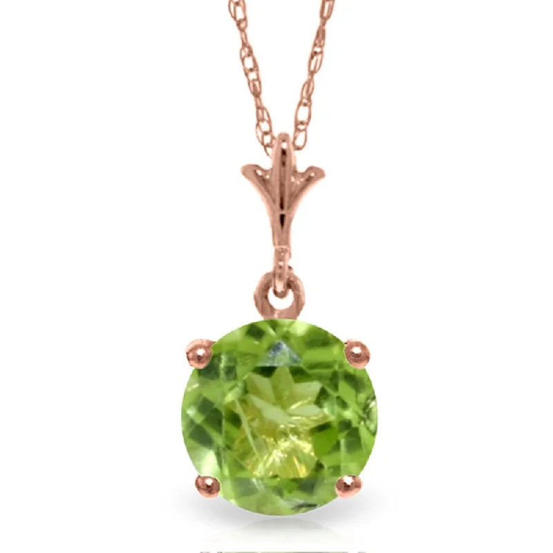 Silk fringe necklaces-1.15 Carat 14K Rose Gold Single Round Peridot Necklace