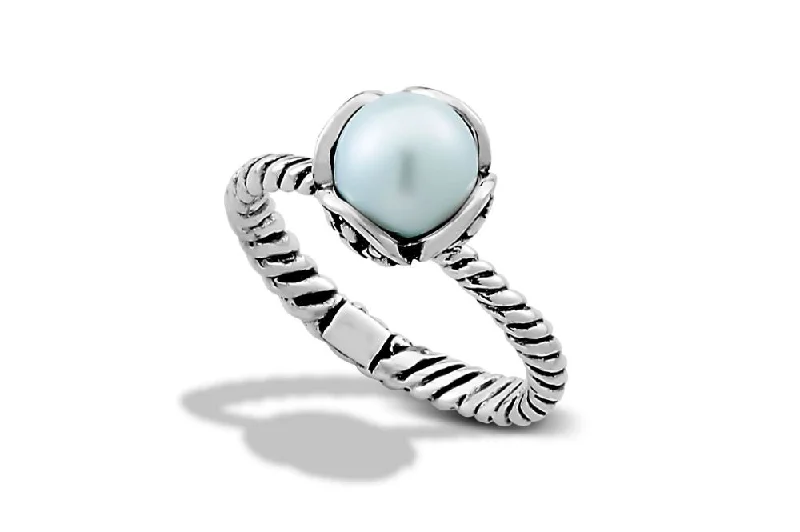 Light wood rings-Lurus Ring- White Pearl