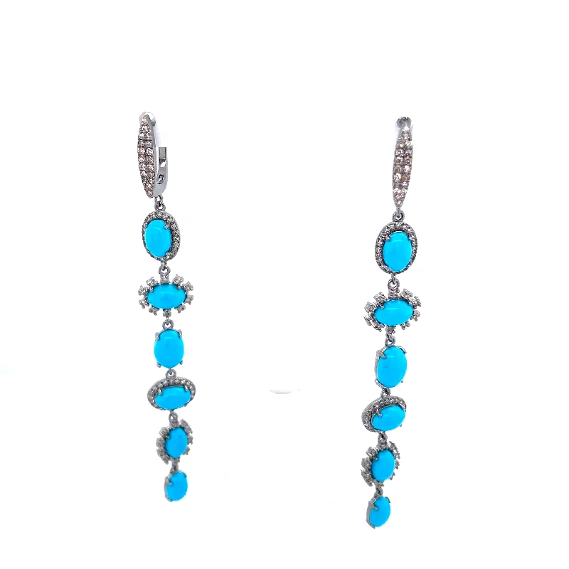 Whimsical pair earrings-Turquoise & Diamond Dangle Earring