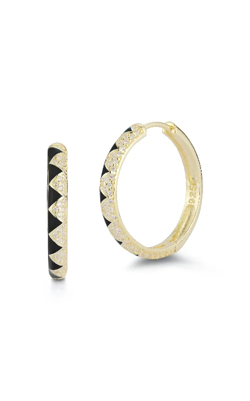 Java tile earrings-Zig Zag Statement Hoop Earring