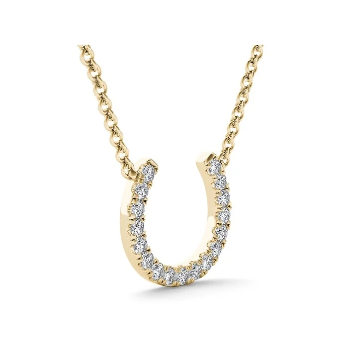 Oval gem necklaces-De Couer 14k Yellow Gold 1/3ct TDW Diamond Horseshoe Necklace