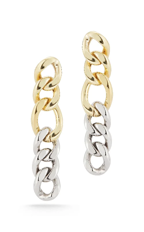 Spinel earrings-Two Tone Large Link Earring