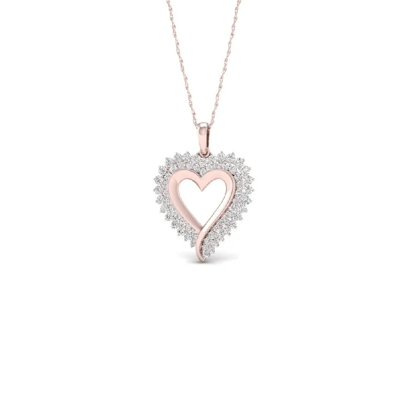 Smooth pendant necklaces-De Couer 10k Rose Gold 1/2ct TDW Diamond Heart Necklace