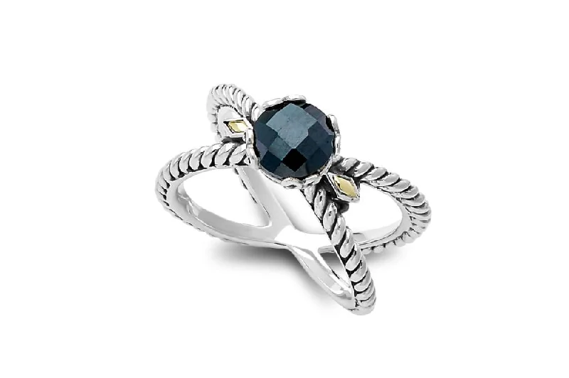 Spinel cut rings-Glow "X" Ring- Black Spinel