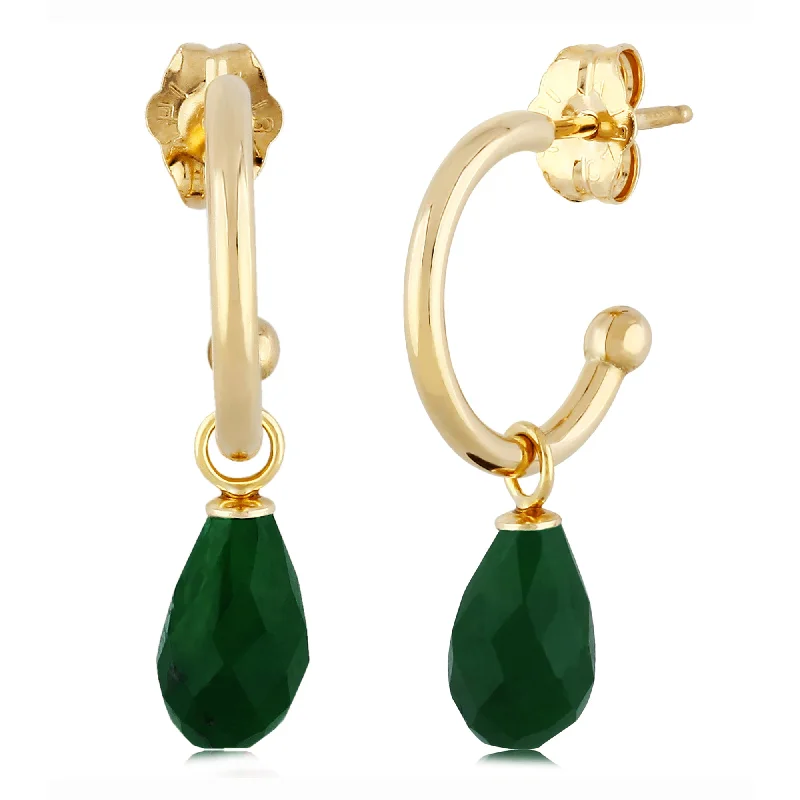 Lily motif earrings-Emerald Briolette Dangle Earrings