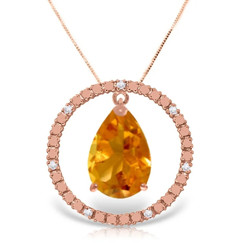 Haze glass necklaces-14K Rose Gold Diamonds & Citrine Circle of Love Necklace