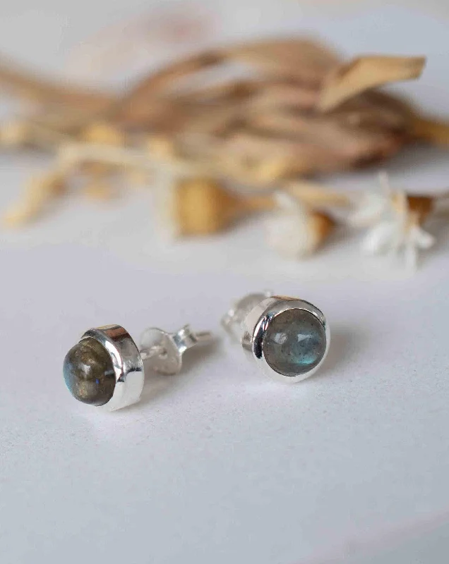 Lily motif earrings-Delicate Earrings ~ Labradorite ~ Sterling Silver 925 ~ ME063