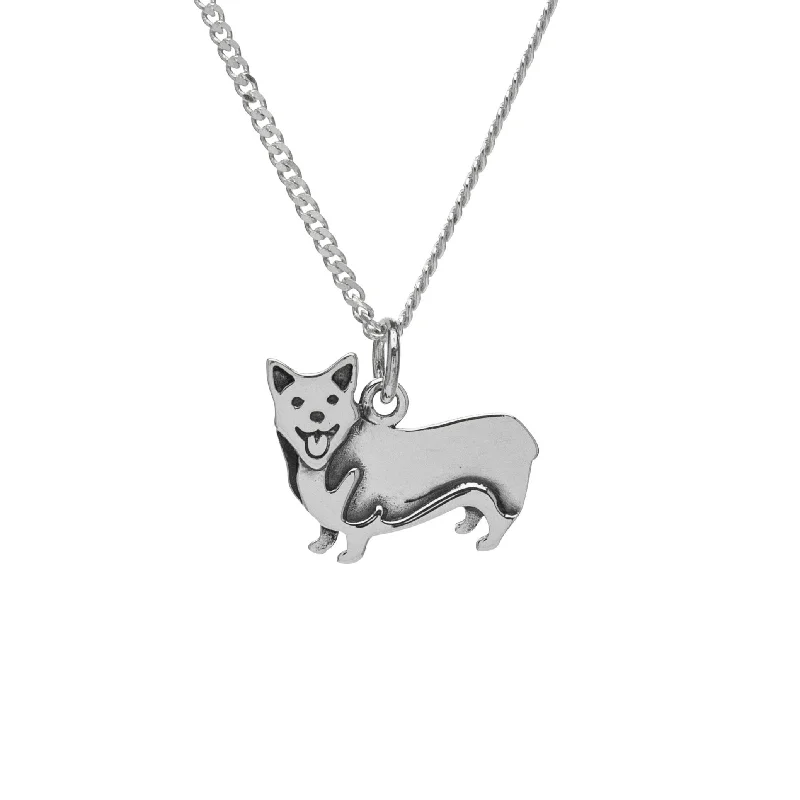 Spinel necklaces-Sterling Silver Corgi Dog Pendant Necklace