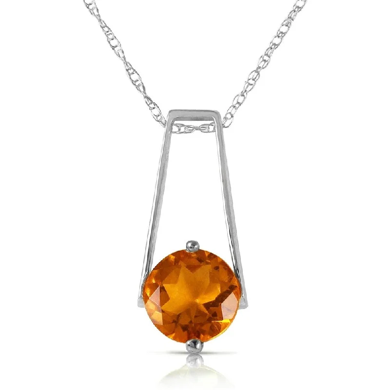 Round pendant necklaces-1.45 Carat 14K Solid White Gold Smooth Love Citrine Necklace