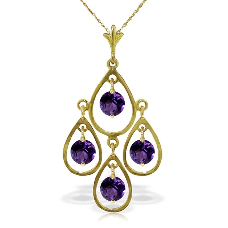 Lapis drop necklaces-1.2 Carat 14K Solid Gold Love Tune Amethyst Necklace