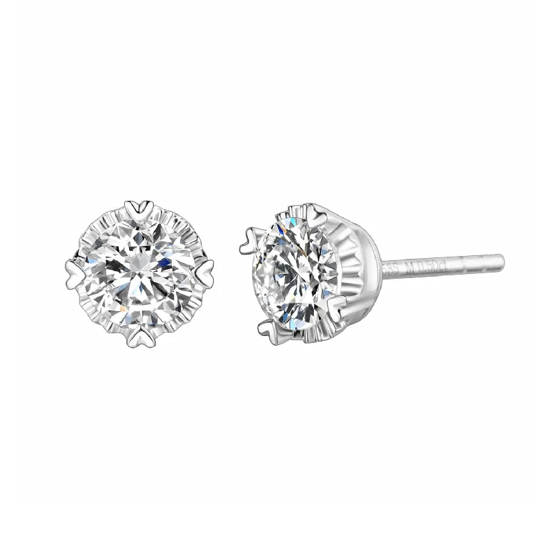 Bead weave earrings-FANCIME Moissanite Heart Bezel 14K White Gold Stud Earrings