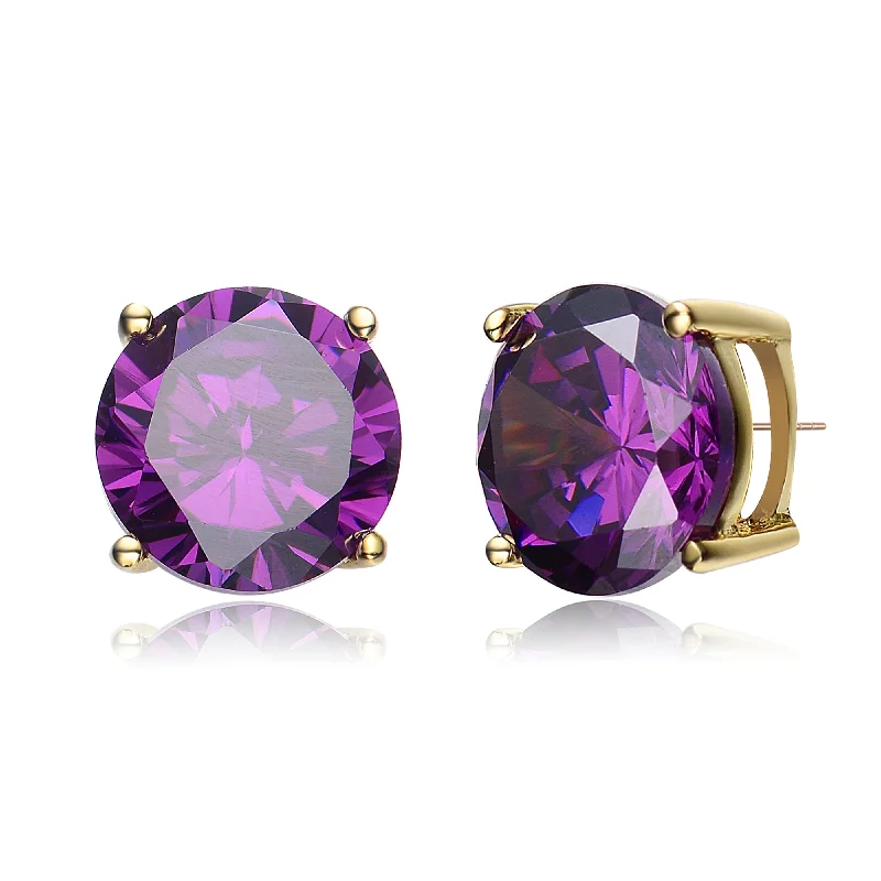 Wave drop earrings-Sylvie Dainty Purple Stud Earrings