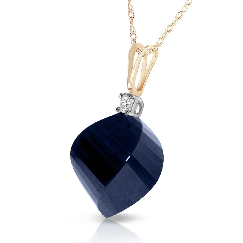 Polished name necklaces-15.3 Carat 14K Solid Gold Necklace Diamond Twisted Briolette Sapphire