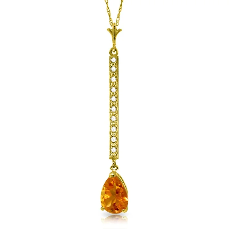 Chic art necklaces-1.8 Carat 14K Gold Necklace Diamond Citrine