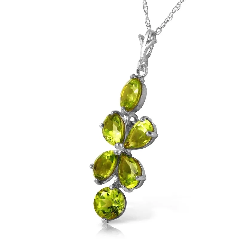 Multi-layer necklaces-3.15 CTW 14K Solid White Gold Incidental Souls Peridot Necklace