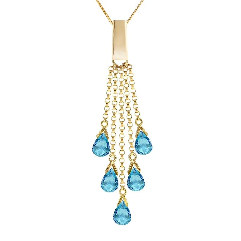 Vivid druzy necklaces-5.8 Carat 14K Gold Blue Topaz Necklace