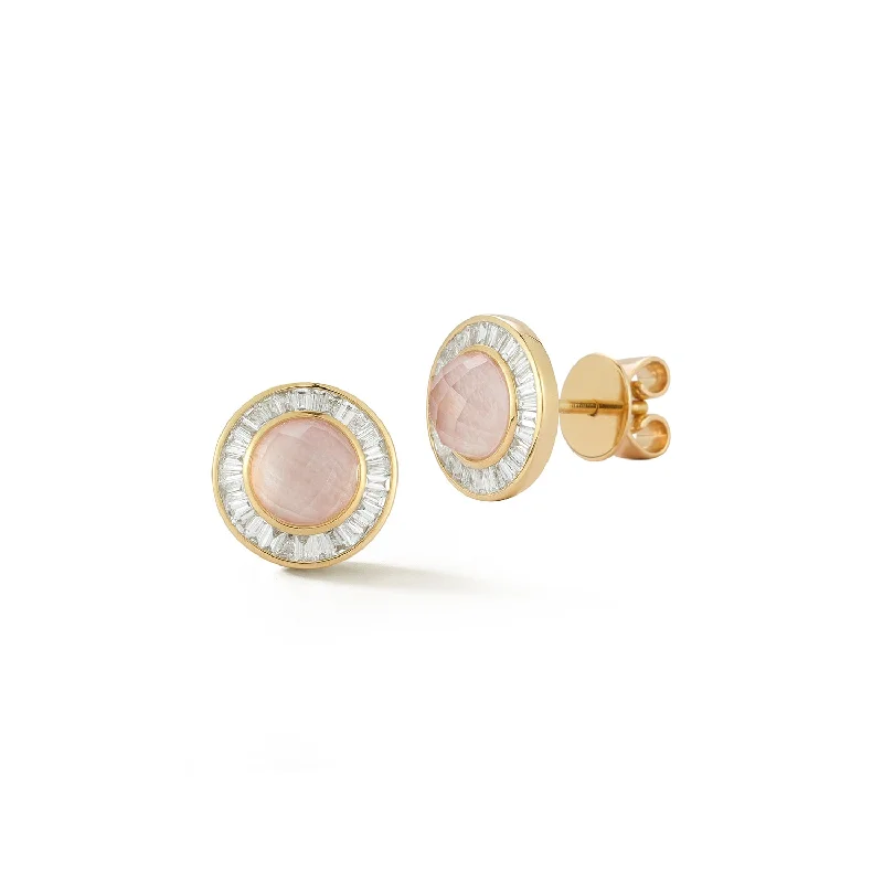 Tiny star earrings-Cosmos Studs - Pink Opal