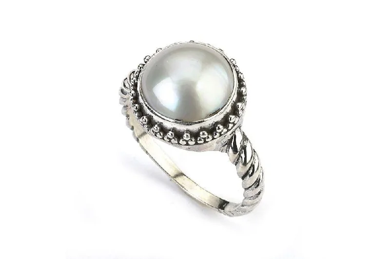 Fluid art rings-Batur Ring- White Mabel Pearl