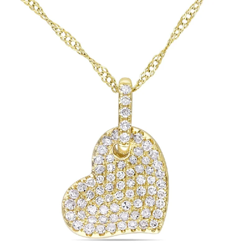 Polished bead necklaces-Miadora 14k Gold 1/4ct TDW Diamond Heart Necklace