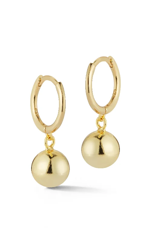 Half moon earrings-Polished Ball Huggie Earring