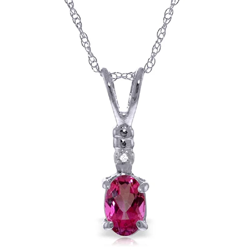 Silk fringe necklaces-0.46 Carat 14K Solid White Gold Play The Part Pink Topaz Diamond Necklace