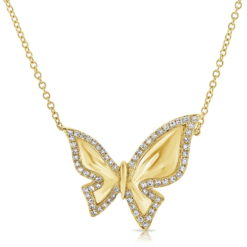 Thick bar necklaces-Joelle Diamond Butterfly Necklace 1/6 CTTW 14K Yellow Gold