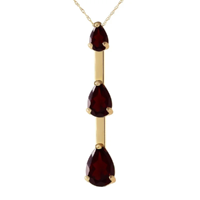 Dainty gem necklaces-1.71 Carat 14K Gold Necklace Natural Garnet