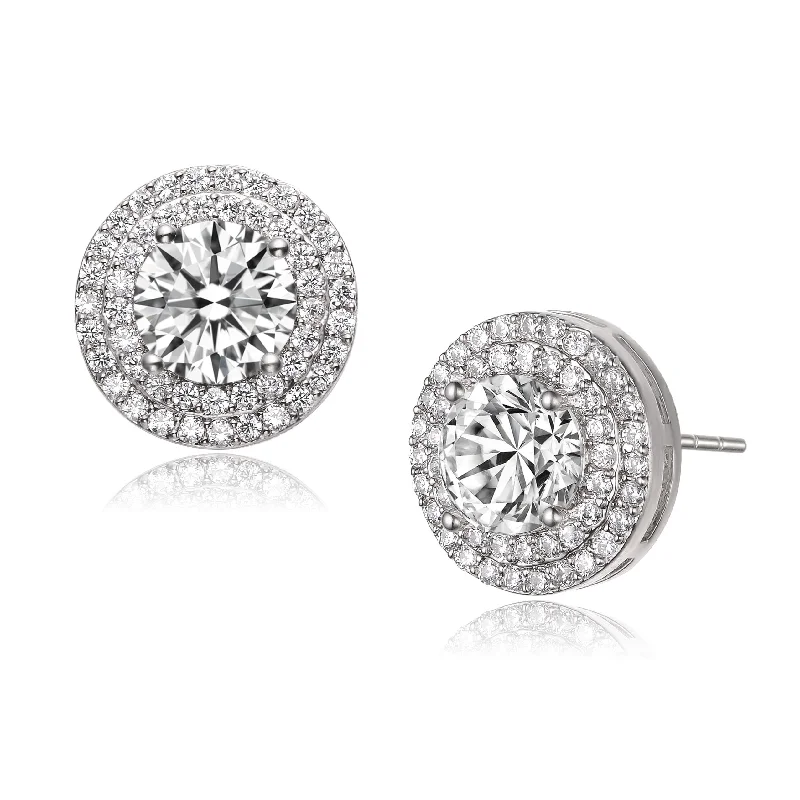 Spinel earrings-La Scène Double Halo Stud Earrings